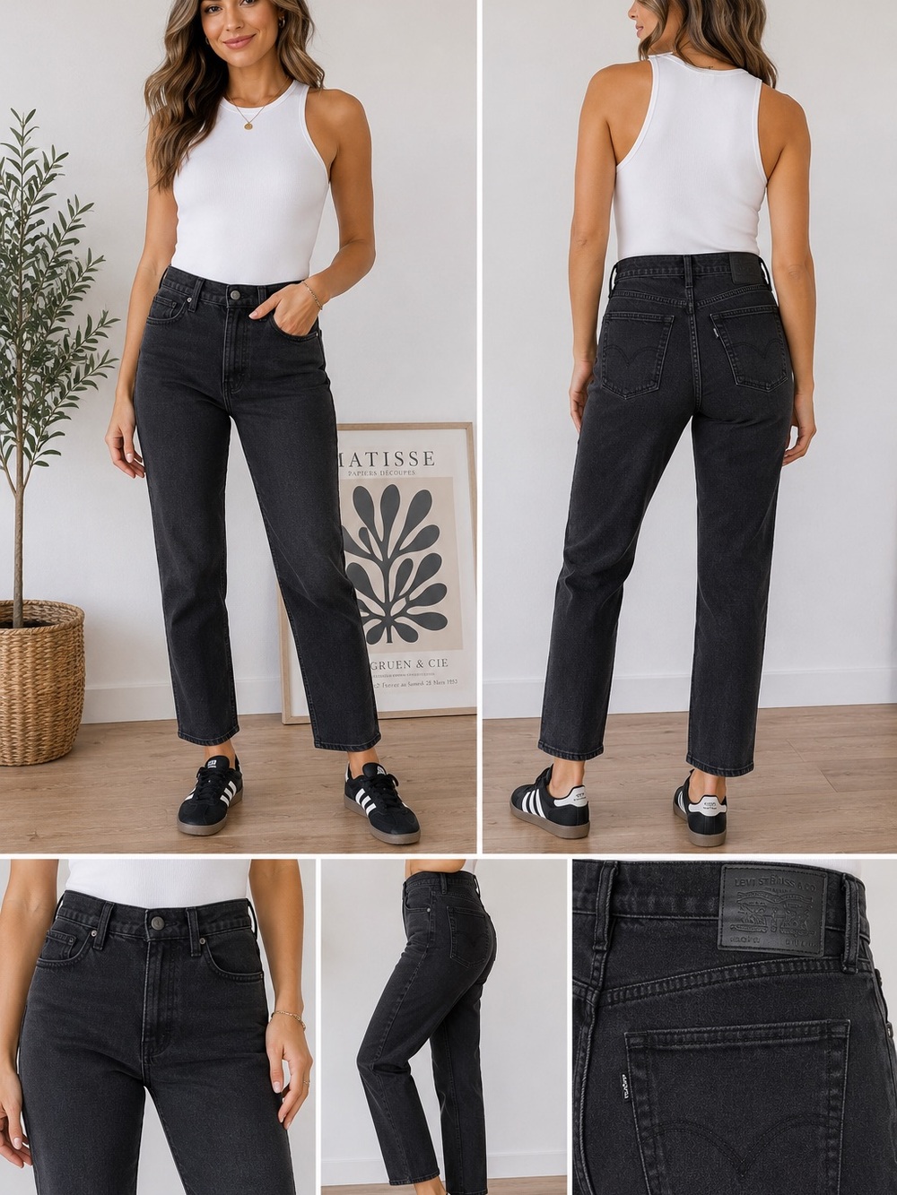 Levi’s 724 High Rise Straight Jeans Women’s 30 Black Stretch Denim